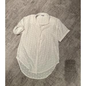 Frankies Bikinis White Eyelet Button-Up Coverup sz XS